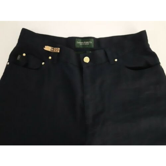 Ralph Lauren Jeans Co Sz 8 Navy Blue Linen Cropped Pants Wide Leg - Picture 2 of 5